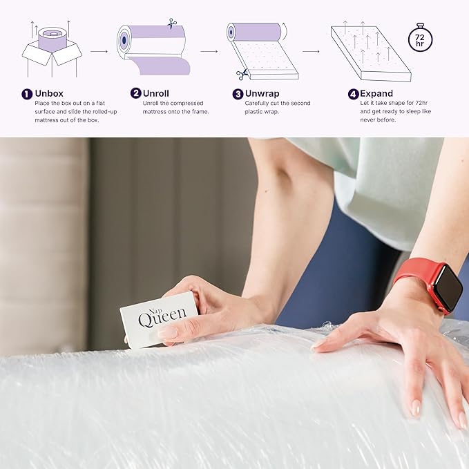 NapQueen 10 Inch Twin-XL Size Mattress, Cooling Gel Memory Foam Mattress, Bed in a Box White