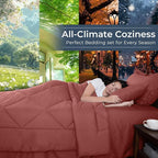 HEVUMYI Terracotta Queen Comforter Set - 7-Piece All Season Bed in a Bag Queen, Ultra Soft Bedding Set with Comforter, Flat Sheet, Fitted Sheet, Pillowcases, Pillow Shams