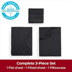 Mellanni Twin Sheets Set - 3 PC Iconic Collection Bedding - Hotel Luxury, Extra Soft, Cooling Bed Sheets - Wrinkle, Fade, Stain Resistant (Twin, Black)