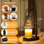 Candle Warming Lamp with Timer : Adjustable Light Level Adjustable Height Flameless and Smokeless Safety Candle Lamps - Jar Candles Home Decoration