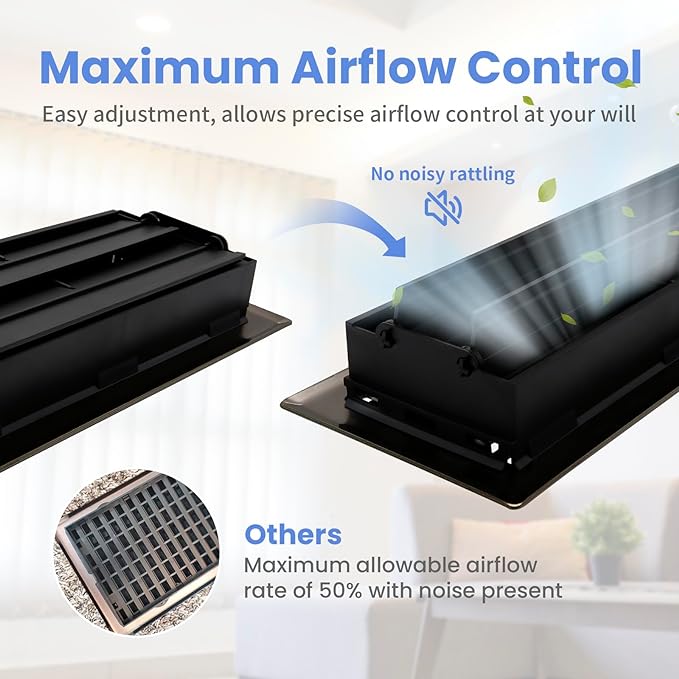4x14 Inches 2 Pack Heavy Duty Walkable Floor Register - Easy Adjust Air Supply Lever Decorative Floor Vent Covers, Boston Design Vent Covers for Home - Oil Rubbed Bronze