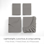 Mellanni Queen Sheets Set - 4 PC Iconic Collection Bedding - Hotel Luxury, Extra Soft, Cooling Bed Sheets - Wrinkle, Fade, Stain Resistant (Queen, Taupe)