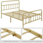 Yaheetech Classic Metal Platform Bed Frame Mattress Foundation with Victorian Style Iron-Art Headboard/Footboard/Under Bed Storage No Box Spring Needed Full Size Antique Gold