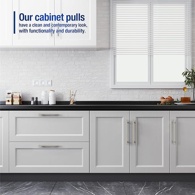JOY DECOR 15 Pack Cabinet Handles, Brushed Nickel Cabinet Pulls, 8-3/4 in Hole Center Kitchen Cabinet Handles, Stainless Steel T Bar Handles for Dresser Drawers