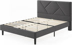 ZINUS Judy Upholstered Platform Bed Frame, Mattress Foundation, Wood Slat Support, No Box Spring Needed, Eco Friendly WonderBox (TM), Easy Assembly, Dark Grey, Queen