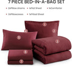 Monbix Full Size Comforter Sets Red, Cationic Dyeing Reversible Bedding Set 7 Pieces, All Season Bed in a Bag with Sheets, Pillowcases & Shams
