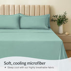 LuxClub 4 PC King Sheet Set, Breathable Luxury Bed Sheets, Deep Pockets Wrinkle Free Cooling Sheets Machine Washable Hotel Bedding Silky Soft - Light Teal King