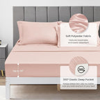 Love's cabin Queen Comforter Set Pink, 7 Pieces Queen Bed in a Bag, All Season Bedding Sets with 1 Comforter, 1 Flat Sheet, 1 Fitted Sheet, 2 Pillowcase and 2 Pillow Sham