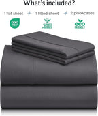 LuxClub 4 PC Full Size Sheet Set Sheets Deep Pockets Wrinkle Free Cooling Sheets Machine Washable Hotel Bedding Silky Soft - Dark Grey Full