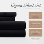 Linen Market Brushed Microfiber Queen Sheet Set 4 Piece – Oeko-TEX Certified Ultra Soft & Wrinkle-Free - 16" Deep Pocket Sheets - Easy Care Queen Size - Black