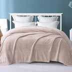 Exclusivo Mezcla Fleece King Size Blanket for Bed, 90x104 Inches Soft Cozy Jacquard Flannel Blankets, Lightweight Fuzzy Plush Warm for Winter, Camel