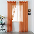 DUALIFE Terracotta Extra Long Curtains for Bedroom 2 Panel Sets Grommet Sheer Curtains for Living Room 52X120 Inches Long 10 FT Rust Burnt Orange Red