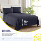 1800 Thread Count Sheet Set – Soft Egyptian Quality Brushed Microfiber Sheets – Luxury Bedding Set with Flat Sheet, Fitted Sheet, 2 Pillow Cases, Navy