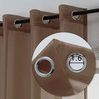 DUALIFE Dark Brown Sheer Curtains Voile Panels Drapes Grommet Curtain Sheers for Living Room 45 inch Length Transparent Bedroom Light Filtering Window Treatments 2 Panels 52x45 Chocolate Brown