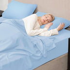 Mejoroom Queen Sheet Set - Hotel Luxury 1800 Sheets & Pillowcase Sets - Extra Soft Bed Sheets - Deep Pocket Fitted Sheet, Breathable, Wrinkle & Fade Resistant - 4 Piece (Queen,Light Blue)
