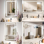 24x36 LED Mirror for Bathroom with Front and Backlit Light Up Digital Mirrors for Wall,Anti Fog,Stepless Dimmable,Tempered Silver Glass Smart Vanity Mirror for Bathroom
