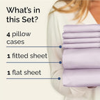 Full 6 Piece Sheet Set - Comfy Breathable & Cooling - Soft Hotel Luxury Bedding Set with 8-16 Inch Deep Pockets - 1 Flat & 1 Fitted Sheet & 4 Pillowcases - Wrinkle Free & Easy Care - Light Lavender