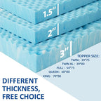 SINWEEK 1.5 Inch Mattress Topper 5-Zone Memory Foam Mattress Topper Pressure Relieve Soft Mattress Pad, CertiPUR-US Certified, Full Size Blue