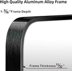 20"x30" Brushed Matte Black Mirror for Wall, Rounded Rectangle Mirror with Metal Frame Hanging for Bathroom Entryway Vanity,Living Room,Bedroom,Vertical or Horizontal