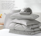CozyLux Queen Comforter Set Light Grey - Bed in a Bag Queen Size 7 Pieces, Luxury Soft Bed Set for All Seasons, Bedding Set with Down Alternative Comforter, Sheets, Pillowcases & Shams