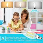 Cotanic Dimmable E12 Candelabra LED Bulb 5000K Daylight 60W Equivalent, Ceiling Fan Light, Type B Candle C35 Filament Chandelier Clear Glass, 600LM, 6 Pack