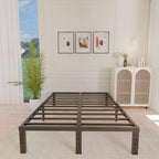 ALDRICH 12 Inch Metal Bed Frame Queen Size - Double Black Basic Steel Slats Platform, Easy Assembly Heavy Duty Noise Free Bedframes, No Box Spring Needed