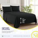 California King Sheet Sets - Breathable Luxury Sheets with Full Elastic & Secure Corner Straps Built In - 1800 Supreme Collection Cal King Deep Pocket Bedding Set, Sheet Set, California King, Black