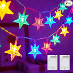 Minetom Star String Lights Battery Operated - 2 Pack 17 ft 50 LED Star Fairy String Lights with Timer, Waterproof for Indoor Bedroom Tent Loft Bed Patio Party Wedding Decor, Multi-Color