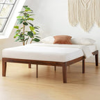 Mellow Naturalista Classic 16 Inch Solid Wood Platform Bed with Wooden Slats, Espresso, Queen