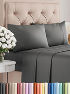 Twin 4 Piece Sheet Set - Comfy Breathable & Cooling - Ultra Soft Hotel Luxury Bedding Set w/ 8-16 Inch Deep Pockets - 1 Flat & 1 Fitted Sheet & 2 Pillowcases - Wrinkle Free and Easy Care - Charcoal