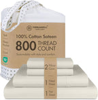Threadmill Queen Sheet Set | 800 Thread Count Queen Bed Sheets for Queen Mattress with 16” Deep Pocket | Sateen Weave, Better Than Egyptian Cotton, 4-Piece Bedding Set with Cooling Effect | Taupe