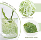 Waipfaru 4Pcs Real Touch Hydrangea Artificial Flowers, Fake Hydrangea Flowers, 21" Latex Faux Hydrangea Flowers for Wedding Bouquet Home Decor Centerpieces (2 Light Green & 2 Dark Green)