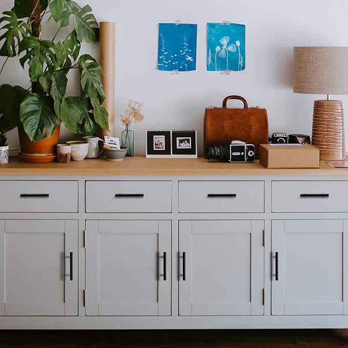 Ravinte 40 Pack 6 inch Cabinet Pulls Matte Black Stainless Steel Kitchen Cupboard Handles Cabinet Handles 3.5” Hole Center