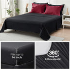 HYMOKEGE Red & Black Twin Comforter Set Seersucker 5 Pieces, All Season Luxury Bed in a Bag for Bedroom, Bedding Set with Comforters, Sheets, Pillowcase & Sham