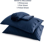 Bedsure Cooling Sheets Twin, Rayon Derived from Bamboo, Breathable & Soft Twin Sheets Set, Deep Pocket Up to 16 Inches, Hotel Luxury Silky Bedding for Hot Sleepers, Navy