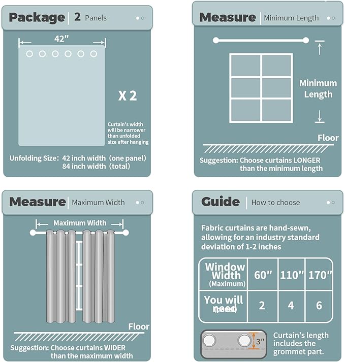 BGment Room Darkening Curtains 84 Inches Long - Grommet Thermal Insulated Drapes Window Treatment Curtains for Bedroom, 2 Panels, 42 x 84 Inch, Greyish Blue