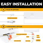 LED Under Cabinet Lighting Hardwired - 3CCT 12 Inch White Finish - Undercabinet Lights for Kitchen - Linkable Undercounter Dimmable Plug in Light or Hard Wired - Under Counter Fixture Direct Wire