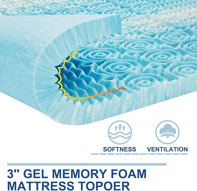 SINWEEK 3 Inch Memory Foam Mattress Topper Twin XL, Twin Extra Long Mattress Pads for College Dorm Single Bed, Pressure Relieve CertiPUR-US Certified, 39x80 Inches, Blue