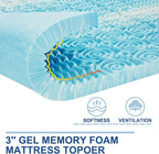 SINWEEK 3 Inch Memory Foam Mattress Topper Twin XL, Twin Extra Long Mattress Pads for College Dorm Single Bed, Pressure Relieve CertiPUR-US Certified, 39x80 Inches, Blue