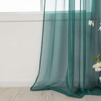 HUTO Christmas Dark Teal Green Sheer Curtains 72 inches Long for Bedroom Top Rod Pocket Sheer Window Panels Curtains for Nursery Living Room 52 by 72 Inch Length Set of 2