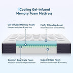 ONENICE 12 Inch California King Mattress in a Box, Breathable Gel-Memory Foam Plus Pillowtop Mattress for Pressure Relief, CertiPUR-US Certified Bed in a Box, Fiberglass-Free