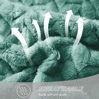 Exclusivo Mezcla Fleece Queen Size Blanket for Bed, 90x90 Inches Soft Cozy Jacquard Flannel Blankets, Lightweight Fuzzy Plush Warm for Winter, Celadon
