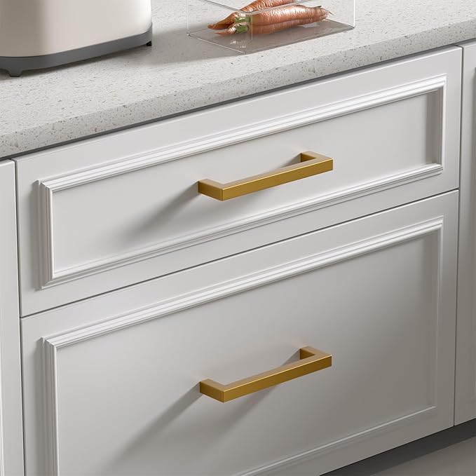 goldenwarm 15 Pack Champagne Gold Cabinet Pulls 3-1/2 Inch Gold Cabinet Handles Champagne Bronze Drawer Pulls Brushed Bronze Drawer Handles Kitchen Dresser Hardware
