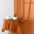 Aiyufeng Orange Sheer Curtains 72 Inch Length 2 Panels Set, Light Filtering Airy Rod Pocket Orange Window Curtain Treatment Drapes for Kitchen Bedroom Living, Each 42Wx72L Inches