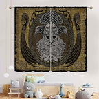Norse Viking Curtains, Nordic Warriors Sword Celtic Rune Scandinavian Aesthetic Nation Valknut Mythology Window Drapery for Bedroom Living Room Bathroom 2 Panels, 63"x72" Inch