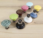 HUAMULAN Cabinet Knobs Glossy Ceramic Dresser Mushroom Table Drawer Cupboard Pull Furniture DIY Wardrobe Solid Color Vintage Handle,with 3 Size Mounting Screws