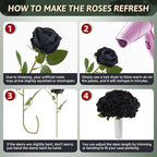 Black Roses Artificial Flowers 10 Pack in Bulk, Black Fake Roses Flowers Realistic Roses for Halloween Gothic Wedding Home Party Decoration Event Gift
