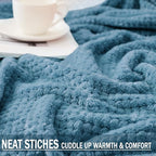 Exclusivo Mezcla Fleece Bed Blanket King Size, Super Soft and Warm Blankets for Couch, Sofa and Bed Waffle Textured, Cozy, Fuzzy and Lightweight (Slate Blue, 90x104 Inches)