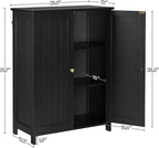 Yaheetech Bathroom Floor Cabinet, Modern Storage Freestanding Organizer Cabinet with Adjustable Shelves & Double Doors, 3-Tier Home Living Room Furniture, Black