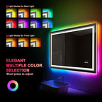 LED Mirror for Bathroom, 48"X30" with 8 RGB Backlit +3 Front Lit (Adjustable Individually), Anti-Fog, Large Lighted Bathroom Vanity Mirror for Wall,Shatterproof,Memory Function,Tempered Glass